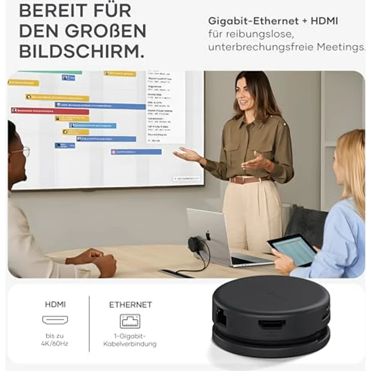 SATECHI OntheGo™ 7-in-1 USB-C Hub, magnetischer Multiport Adapter mit 100W Power Delivery, HDMI 4K/60Hz, Gigabit Ethernet, 2x USB-A 5Gbps, SD/microSD, Spiralkabel – Space Schwarz – Bild 4