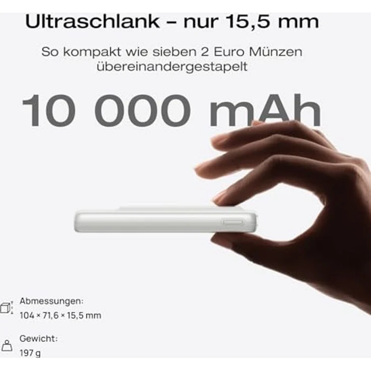 EF ECOFLOW Magsafe Power Bank 10000mAh, Magnetische Powerbank mit 30W USB C, Drahtloses Laden 7,5W, kompatibel mit iPhone 17/16/15 Series und AirPods, Weiß – Bild 2