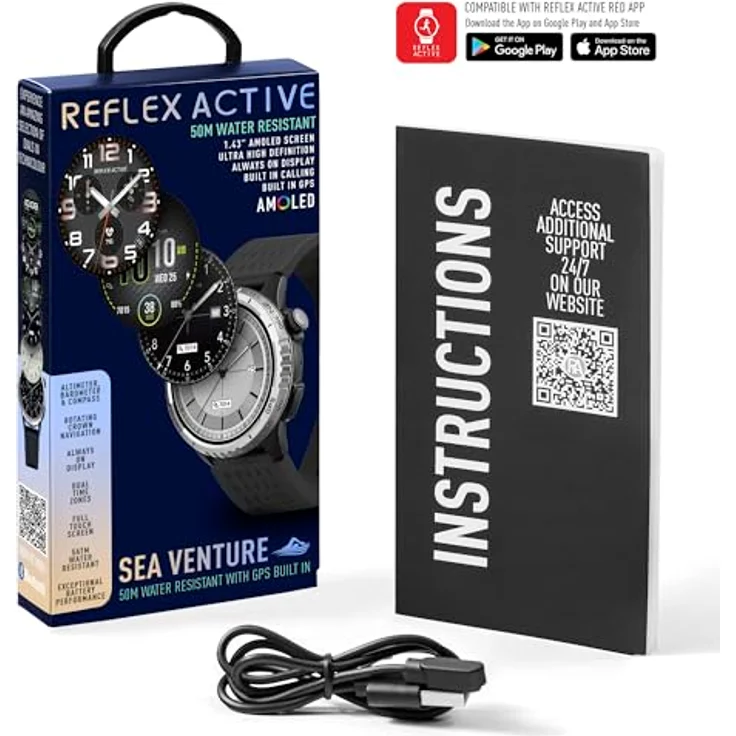Reflex Active SEA VENTURE 400 R, 50m schwimmfeste AMOLED GPS Smartwatch mit schwarzem Armband – Bild 8