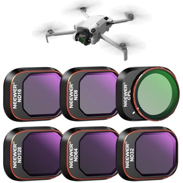 NEEWER ND&CPL Filter Set für DJI Mini 4 Pro, 6 Stück Polfilter und Graufilter ND8 ND16 ND32 ND64 ND128, ultradünner Rahmen, beschichtetes HD Glas