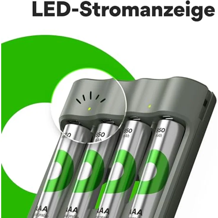 GP Batteries GPRCKCHB441U007 ReCyko 4-Port USB Ladegerät, inkl. 4x AA 2100mAh NiMH Akkus, kompakt und sicherheitsoptimiert – Bild 10