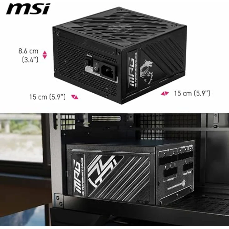 MSI MPG A1250GS PCIE5, 1250 W PC-Netzteil mit 80 PLUS Gold-Zertifikat, vollmodular, Schwarz – Bild 6