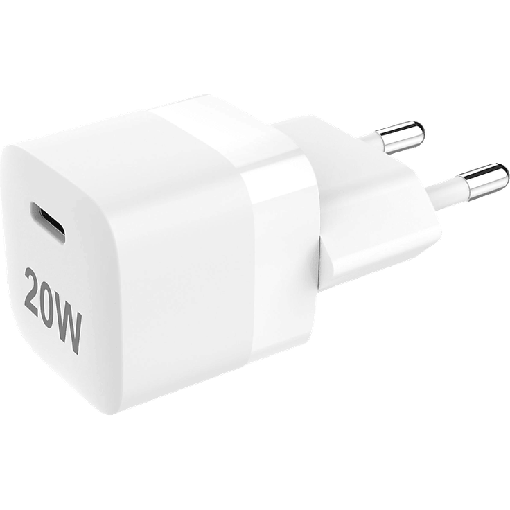 VIVANCO NANO 20W PD USB-Ladegerät, universelles Power Delivery Ladegerät mit Eurostecker, kompakt, weiß