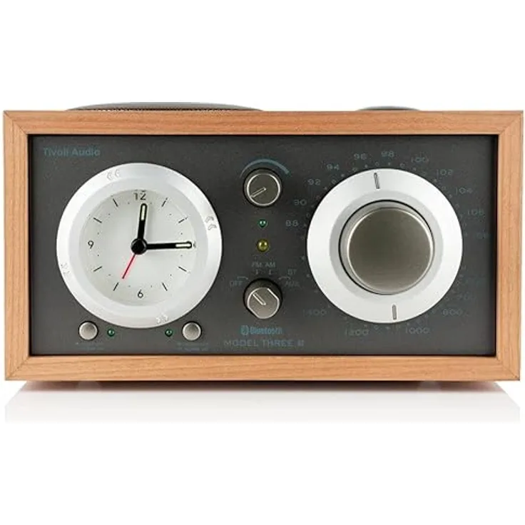 Tivoli Audio Model Three Bluetooth UKW-/MW-Radiowecker (Kirsche / Taupe) - AM/FM-Radio mit Bluetooth und Wecker-Funktion