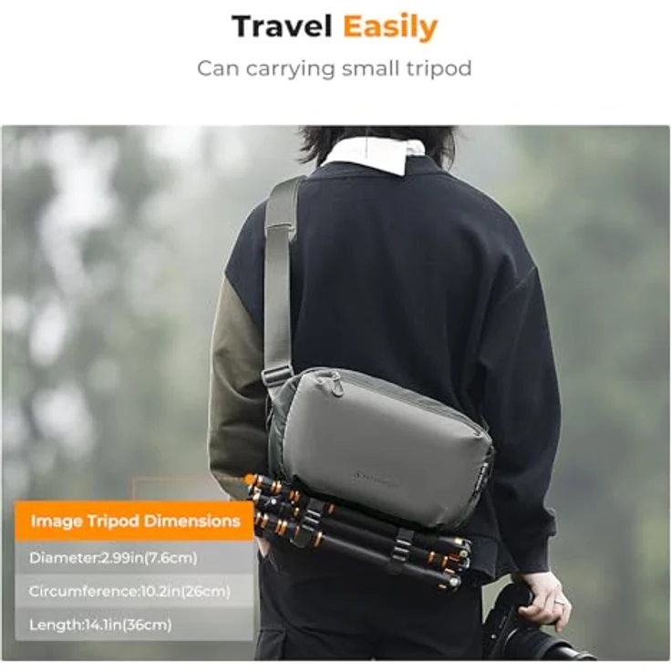 K&F CONCEPT Kamera-Rucksack, multifunktionale Schultertasche, wasserdicht, für Canon/Nikon/Sony/DJI Mavic, dunkle Grau, 7L Fassungsvermögen – Bild 5