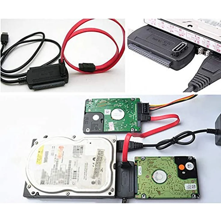 Aukson B45 3-in-1 USB 2.0 auf IDE/SATA Adapterkabel für 2,5" und 3,5" Festplatten –inkl. SATA 15pin Buchse und 4-pol Molex Kabel, breite Kompatibilität und schnelle Datenübertragung – Bild 3
