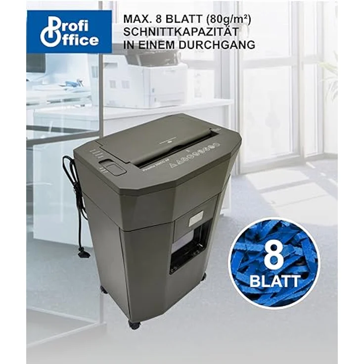ProfiOffice Aktenvernichter autofeed Partikelschnitt Sicherheit P-4 Piranha 308 AF - 80 Blatt Einzug, zuverlässig schnell, DSGVO konform (91951) – Bild 3