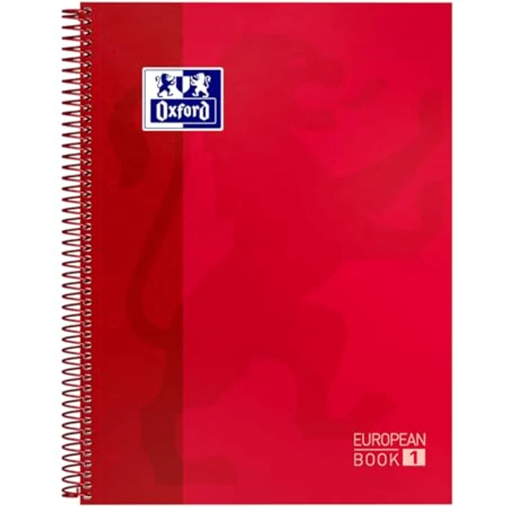 OXFORD Collegeblock European Book 1, DIN A4+ kariert, 80 Blatt, rot, mit Hard-Cover und digitalisierbaren Notizen – Bild 1