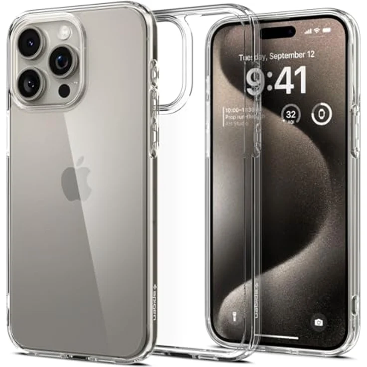 Spigen für iPhone 15 Pro Ultra Hybrid Hülle [Anti-Yellowing] Case Handyhülle Schutzhülle Cover Transparent Durchsichtig Dünn Slim -Crystal Clear – Bild 1