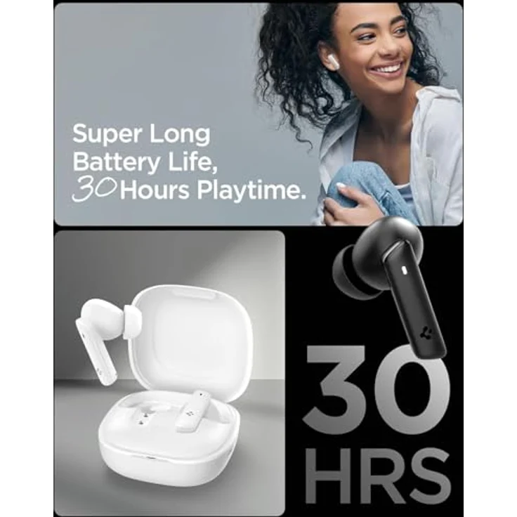 Spigen SA2402 ANC PRO TWS Kopfhörer, In-Ear mit aktiver Geräuschunterdrückung, 30 Stunden Akkulaufzeit, Bluetooth 5.2, Weiß – Bild 5