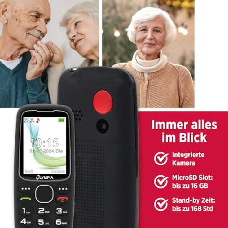 OLYMPIA OFFICE Star Seniorenhandy (Großtasten, Bluetooth, Dual-SIM, schwarz) – Bild 5