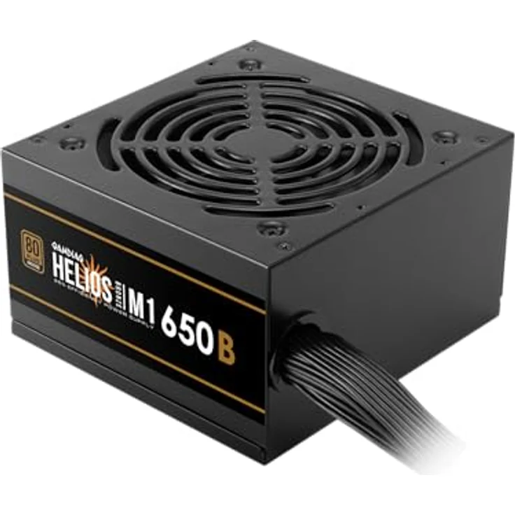 GAMDIAS Helios M1 650W PC-ATX-Netzteil, 80 Plus Bronze, Flaches Kabel, Leiser 120-mm-PWM-Lüfter, Schwarz – Bild 1
