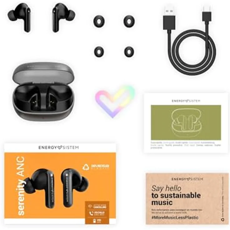 Energy Sistem True Wireless Earphones Serenity ANC, Aktive Geräuschunterdrückung, Bluetooth, integriertes Mikrofon, kabelloses Laden, Grau – Bild 7