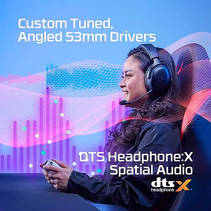 HyperX Cloud III Wireless – Gaming Headset for PC, PS5, PS4, up to 120-hour Battery, 2.4GHz Wireless, 53mm Angled Drivers, Memory Foam, Durable Frame, 10mm Microphone, Black-Red. – Bild 4