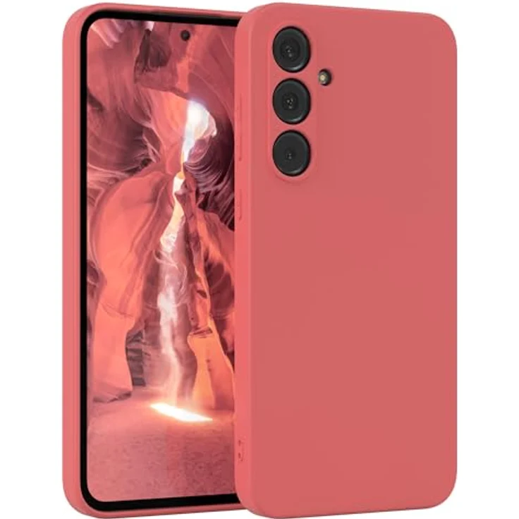 EAZY CASE Silikonhülle für Samsung Galaxy A55, stoßfest, dünn, mit Kameraschutz, TPU Phone Bumper, hellrot – Bild 1