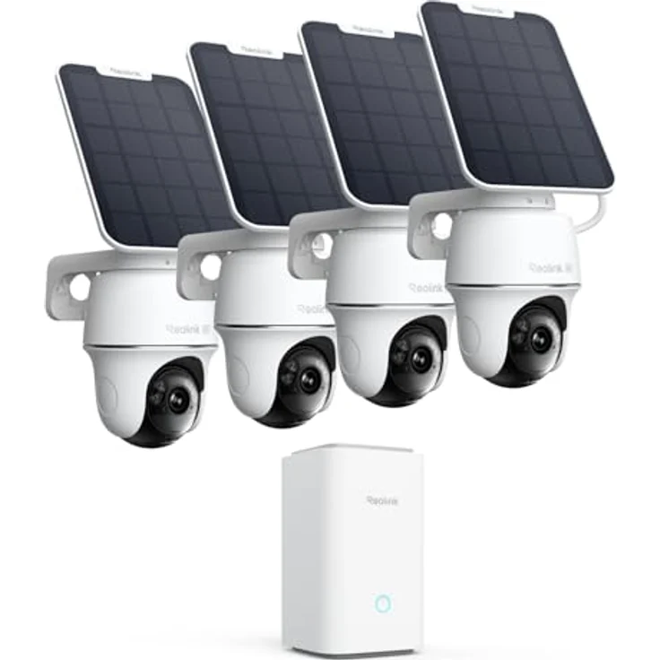 Reolink Argus PT Ultra, 4K PT Solar Überwachungskamera Set mit Home Hub, 360° Schwenkfunktion, Farbnachtsicht, lokalem Speicher und Solarpanel – Bild 1