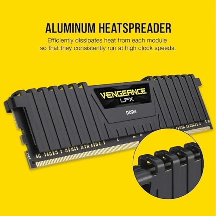 Corsair Vengeance LPX 16GB (1x16GB) DDR4 3000MHz C16 XMP 2.0 High Performance Desktop Arbeitsspeicher Kit, Schwarz - Preisvergleich – Bild 4