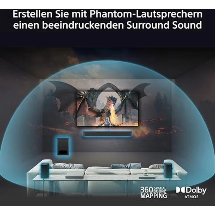 SONY BRAVIA Theatre Rear 8, Kabellose Rücklautsprecher mit 360° räumlichem Klang, Schwarz – Bild 2