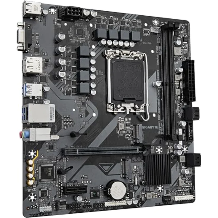 Gigabyte B760M E Mainboard - Unterstützt Intel Core Prozessoren der 14. Generation, 6+1+1 Phasen VRM, bis zu 7200 MHz DDR5 (OC), 2xPCIe 4.0 M.2, 1 GbE LAN, USB 3.2 Gen 1 – Bild 3