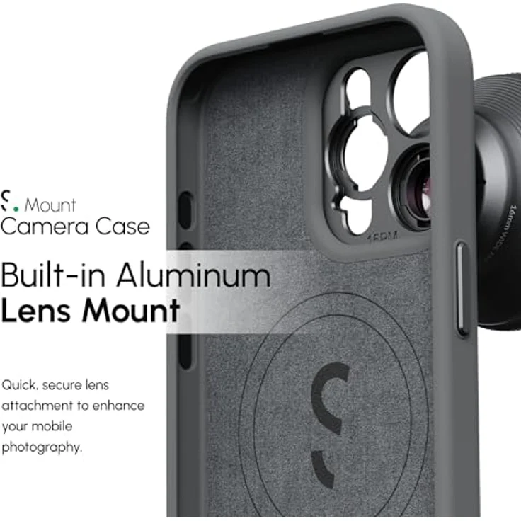 ShiftCam Camera Case S.Mount für iPhone 15 Pro Max, Kamera-Hülle mit 2-Meter-Sturzschutz und schnell wechselbarem Objektiv-System, Grau – Bild 2