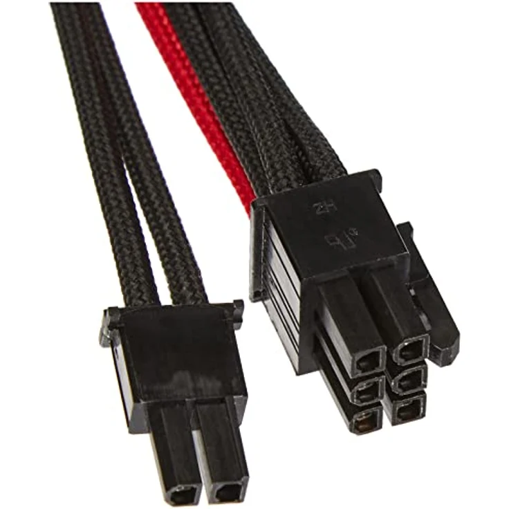 SilverStone SST-PP07-PCIBR - Netzteil-Verlängerungskabel 25cm 8pin auf PCI-E 6+2pin, schwarz-rot – Bild 3