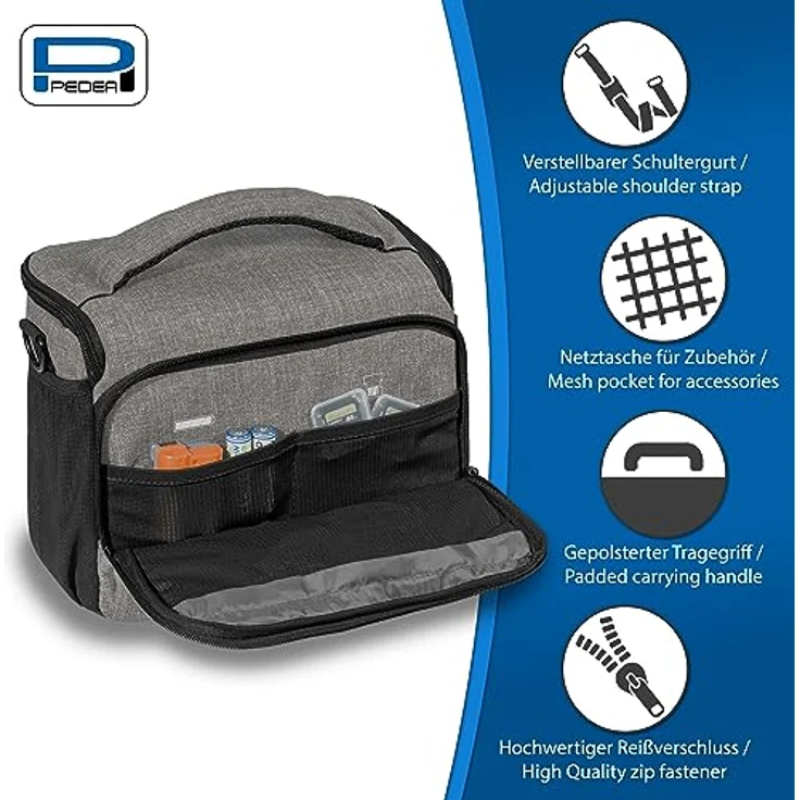 Pedea Kameratasche Gr. XL Fashion Foto Tasche mit Regenschutz und Zubehörfächer, hellgrau - Preisvergleich – Bild 3
