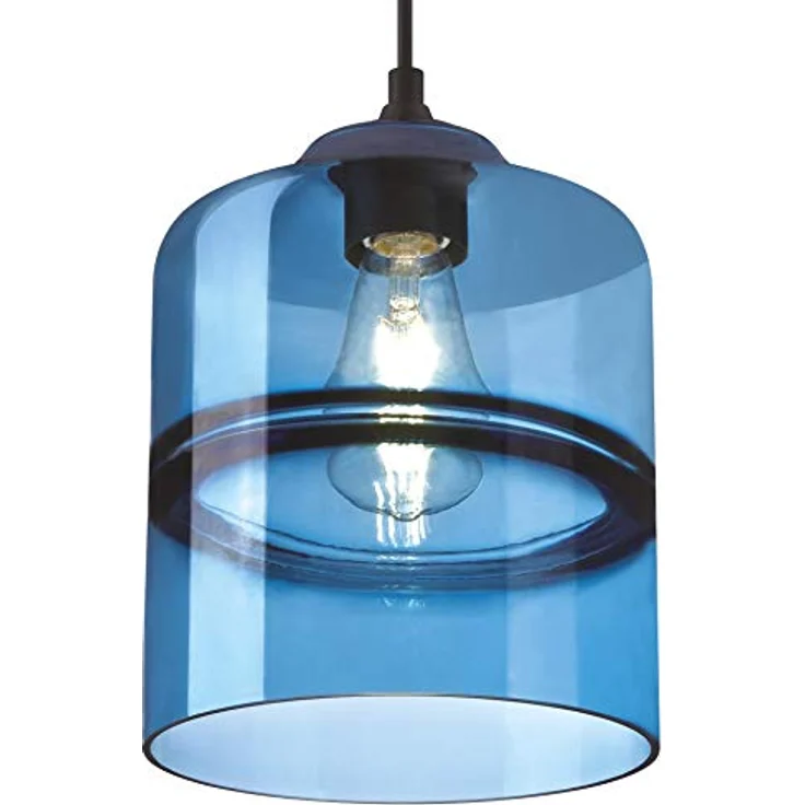 63666 Einflammige Pendelleuchte von Westinghouse Lighting für Innenbereiche, Ausführung in Mattschwarz mit Saphirglas – Bild 4