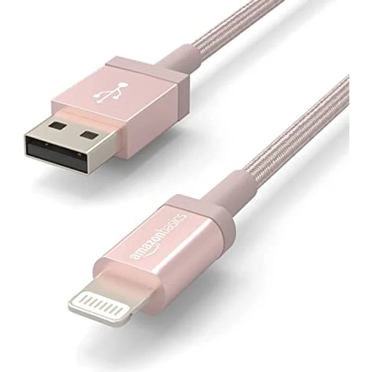 AmazonBasics – Verbindungskabel Lightning auf USB-A, Nylon-umflochten, MFi-zertifiziertes Ladekabel für iPhone, rotgoldfarben, 1,82 m, 2 Stück – Bild 2