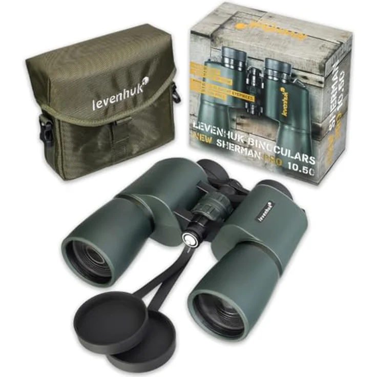 Levenhuk New Sherman PRO 10x50 Fernglas, Porroprismen mit BaK-4-Optik, allwettertauglich, gummiertes Duraluminiumgehäuse – Bild 1