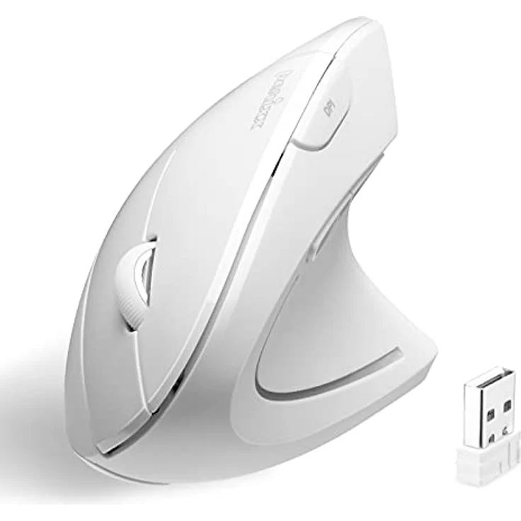 Perixx PM-713NW-11937 PERIMICE-713W Kabellose ergonomische vertikale Maus, 2,4-GHz, 3 DPI-Stufen, Rechtshänder, Weiß – Bild 1