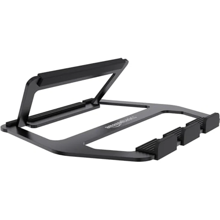AmazonBasics - Faltbarer Laptop-Ständer aus Aluminium für Laptops bis zu 38,1 cm (15 Zoll), Schwarz – Bild 2