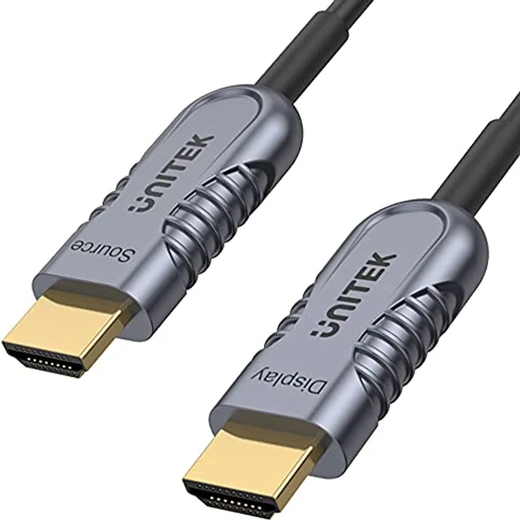 Unitek Glasfaser Kabel 70 M HDMI 2.1 AOC 8K 120Hz (Unterstützung PS5 4K @120Hz) | Unterstützt Technologien: QMS Qucik Media Switching, Dolby TrueHD, QFT, QMS, ALLM, eARC, EDID, DSC
