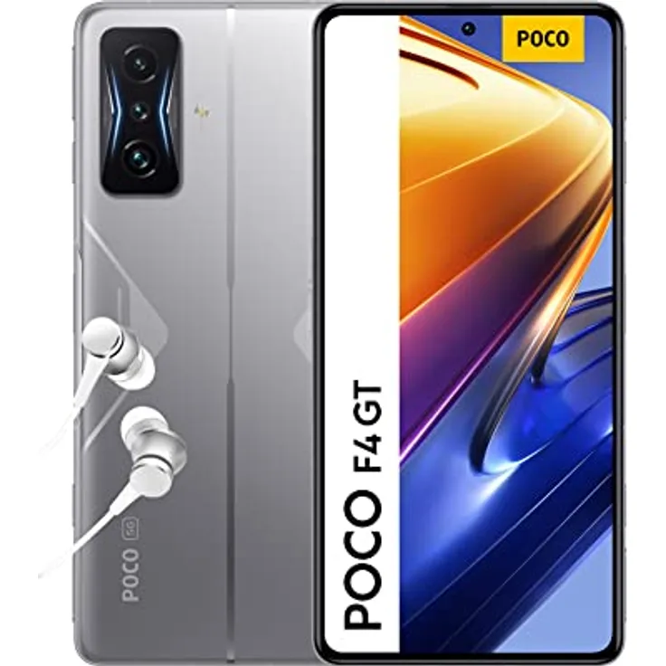 POCO F4 GT 5G Smartphone+Kopfhörer,8+128GB Handy ohne Vertrag,6.67" 120Hz E4 AMOLED Display,64MP Triple Kamera,4700mAh,120W HyperCharge,SilverAlexa Hands-Free