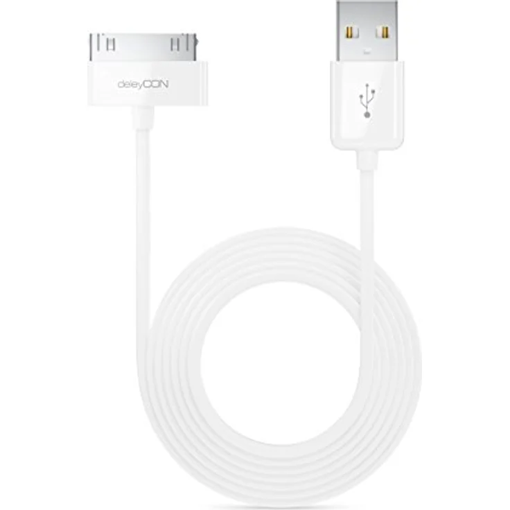 deleyCON 30-Pin USB Ladekabel Dock Connector, 0,5m, kompatibel mit iPhone 4s/4/3Gs/3G, iPad, iPod - Weiß – Bild 4