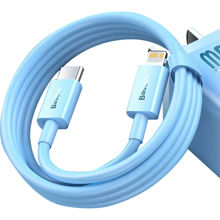 Baseus PD 20W USB-C zu Lightning Kabel, 1m Datenkabel mit 480 MB/s Übertragungsgeschwindigkeit, blau