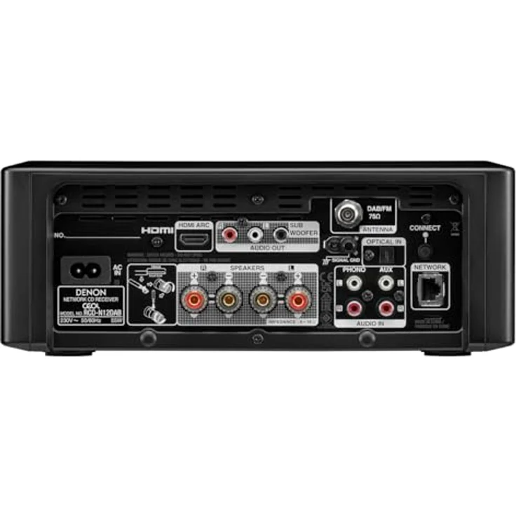 Denon RCD-N12DAB Kompaktanlage, HiFi Verstärker, CD-Player, Internetradio, Musikstreaming, HEOS Multiroom, Bluetooth und WLAN, AirPlay 2, Alexa Kompatibel, 2 Optische TV-Eingänge, DAB+ Radio – Bild 4