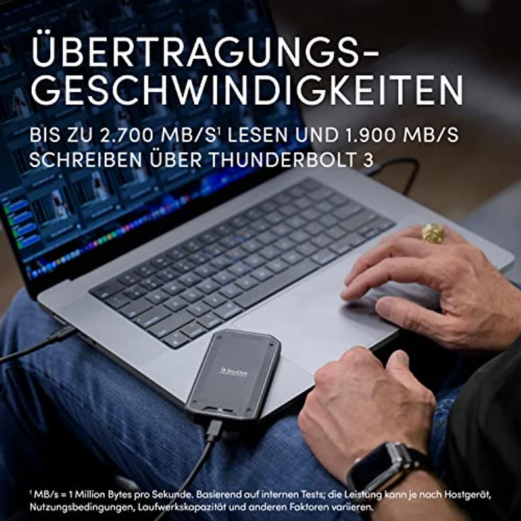 SanDisk® PROFESSIONAL PRO-G40™ SSD 1 TB (mobile SSD, robuste NVMe™ SSD mit Thunderbolt™ 3, USB-C™, bis zu 2.700 MB/s, IP68 Gehäuse, staub- und wasserbeständig) – Bild 2
