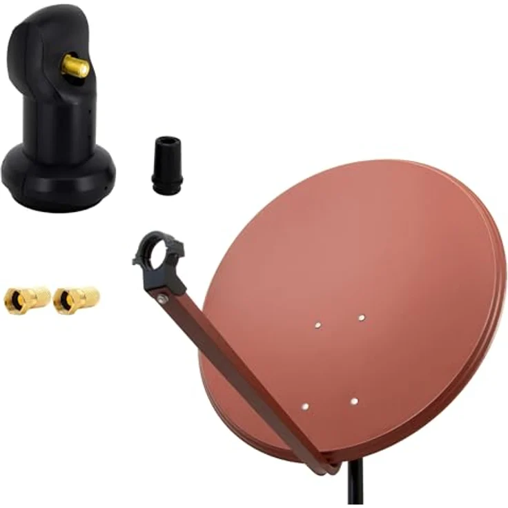 Premium X Satelliten-Komplettanlage PXA80, 80cm Ziegelrot, ALU Satellitenschüssel mit Single LNB und 2x F-Stecker für 1 Teilnehmer, DVB-S/S2, 8K/4K UHD Empfang – Bild 1