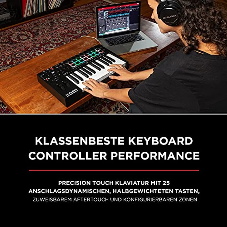 M-Audio Oxygen Pro 25 – 25-Tasten USB MIDI Keyboard Controller mit Beat Pads, MIDI-zuweisbaren Reglern & Tasten und enthaltenem Softwarepaket – Bild 2