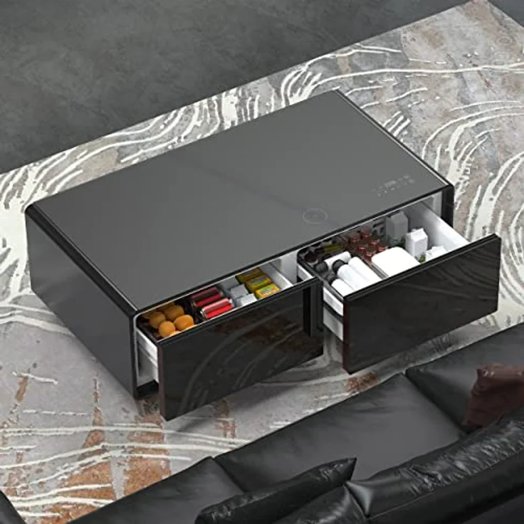 CASO Sound & Cool Black, Soundbar und Lounge-Tisch mit Lademöglichkeiten, Bluetooth, USB, klangvoller Sound, LED-Beleuchtung, Zwei Kühlfächer (insg. 135 l), individuell einstellbarer Temperatur - Preisvergleich – Bild 4