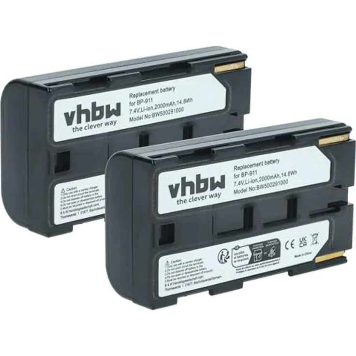 vhbw 2X Akku Ersatz für Canon BP-945, Hochleistungs- Lithium-Ionen-Akku, 1300 mAh, 7,2 Volt, wiederaufladbar – Bild 1