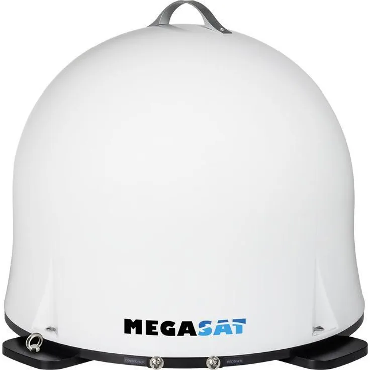 Megasat Campingman Portable 4, mobile Satellitenantenne mit 32,6 dBi, 10,7 - 12,75 GHz, weiß, inklusive Auto-Skew-Funktion und GPS-Empfänger