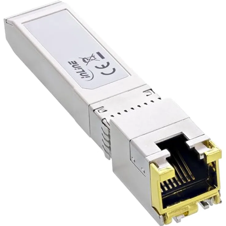 InLine SFP+ Modul 10GBase-T, Transceiver mit RJ-45 Buchse, 10 Gb/s Übertragungsrate für Distanzen bis zu 30 Metern