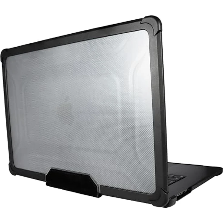 honju FIT Kickstand Case kompatibel mit Apple MacBook Air M2 (15 Zoll - 2023) Hülle [Klappbare Standfüße, Fallschutz nach Militärstandard, Lüftungsschlitze] schwarz / transparent – Bild 3