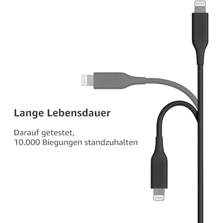 AmazonBasics – Verbindungskabel Lightning auf USB-A, MFi-zertifiziertes Ladekabel für iPhone, schwarz, 91,2 cm, 2 Stück – Bild 3