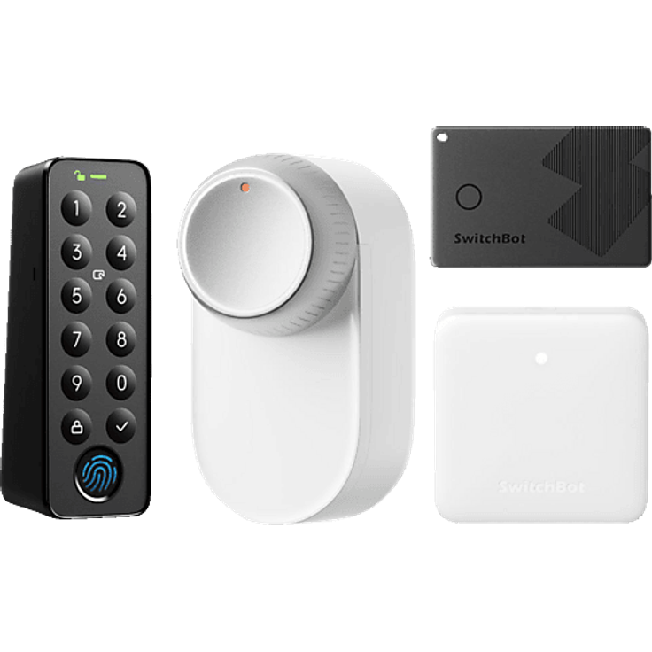 SWITCHBOT Smart-Lock-System Ultra Bundle, Elektronisches Türschloss mit Keypad Touch und Hub Mini, Weiß, militärauthentischer Sicherheitsstandard