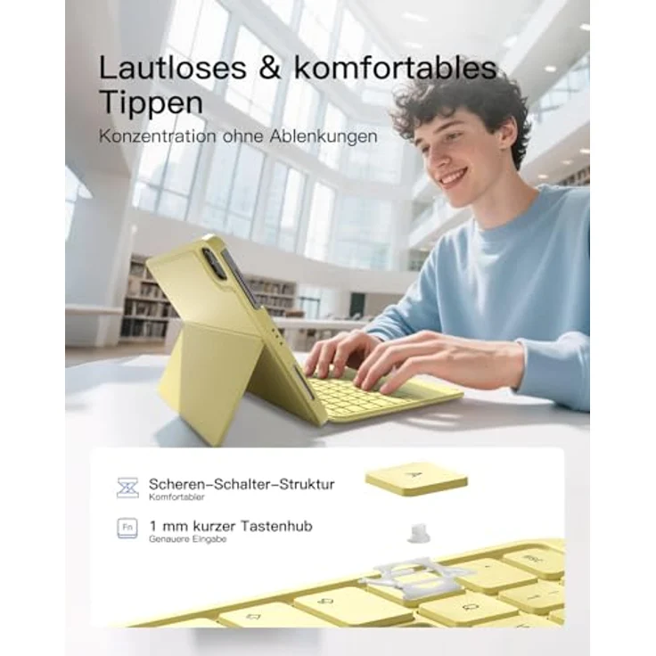 Inateck Ultraleichte Tastatur KB04122 für iPad 10/11 Gen A16 (2025), iPad Air 11" M3/M2 (2025/2024), abnehmbar mit Touchpad, nur 450g leicht, komfortables Tippen, magnetisches Design, schwarz – Bild 5