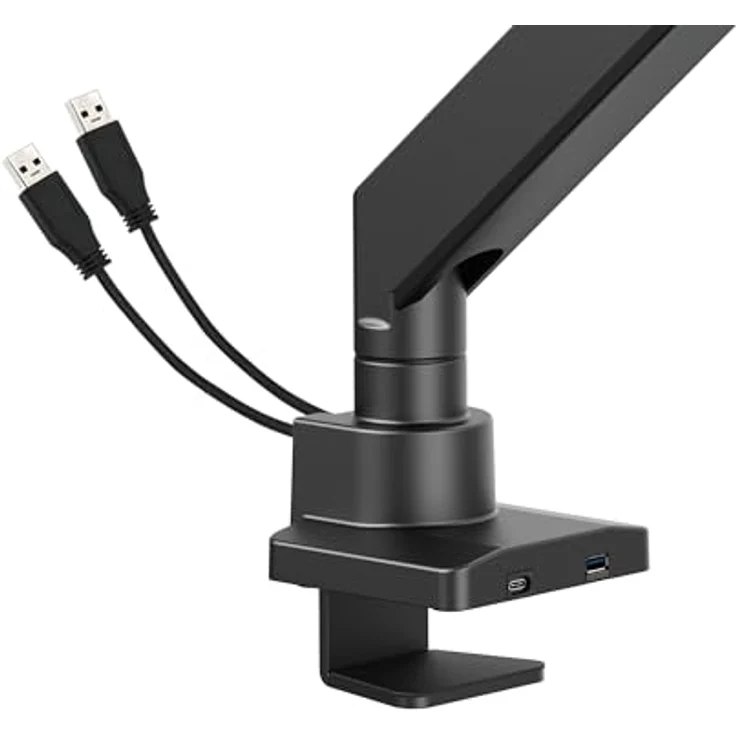 Manhattan Tischhalterung für Monitor bis 57", mit USB-Ports, Gasdruckfeder, Traglast bis 27 kg, Aluminium, Schwarz – Bild 7