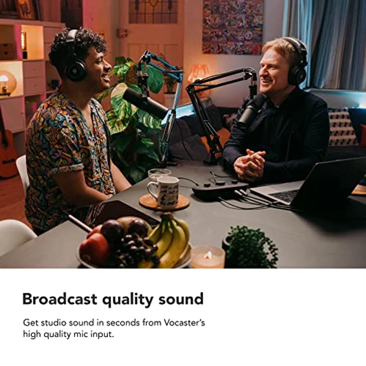 Focusrite Vocaster Two – Podcast-Audio-Interface für Aufnahmen von Moderator und Gast. Mit zwei Mikrofoneingängen und zwei Kopfhörerausgängen sowie Auto Gain, Enhance und Mute-Funktion. – Bild 2