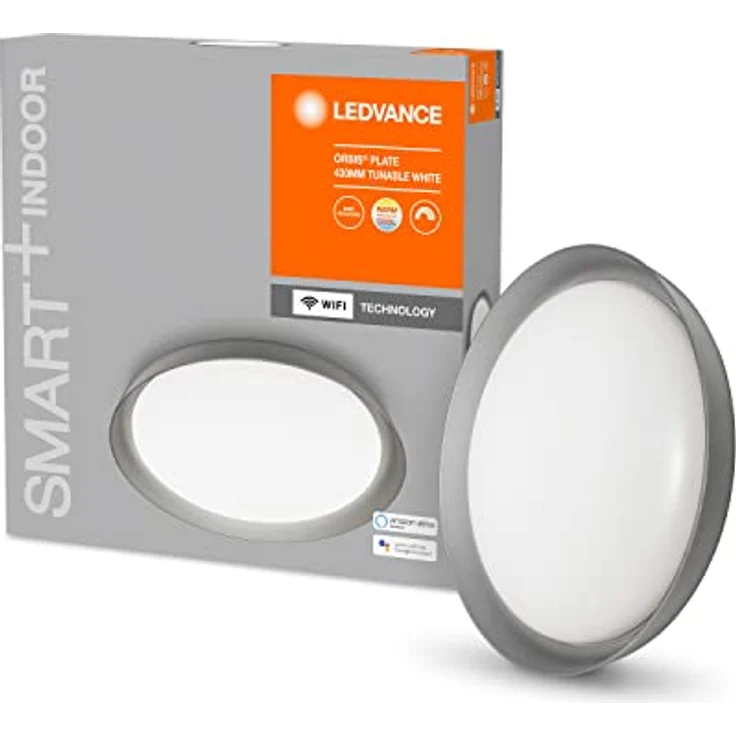 LEDVANCE SMART+ WIFI ORBIS PLATE Smarte LED Wand-und Deckenleuchte für Innen mit WiFi Technologie, Lichtfarbe änderbar (3000K-6500K), Grau, 430mm, Kompatibel mit Google und Alexa Voice Control – Bild 7